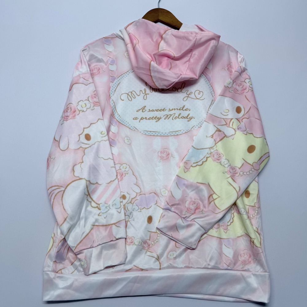 Sanrio My Melody Pastel All Over Print Hoodie Pink Kawaii Sweatshirt Small - Picture 2 of 6